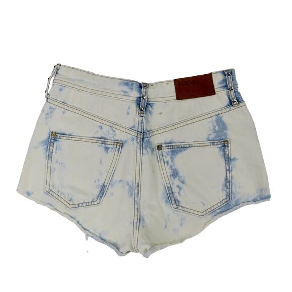 &Denim High Rise Bleached Ripped Shorts with Studs Size 4 Waist 25" - Picture 2 of 6
